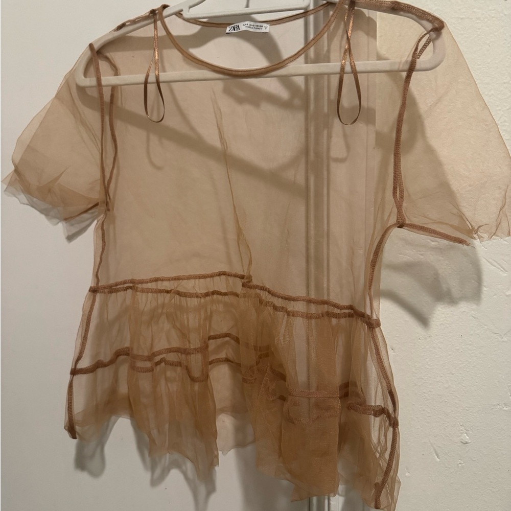 Zara Sheer Brown Blouse